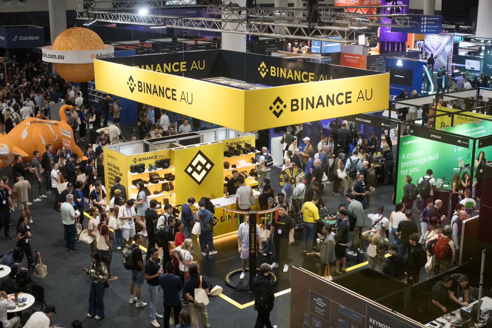 Binance exhibition booth at a crypto conference